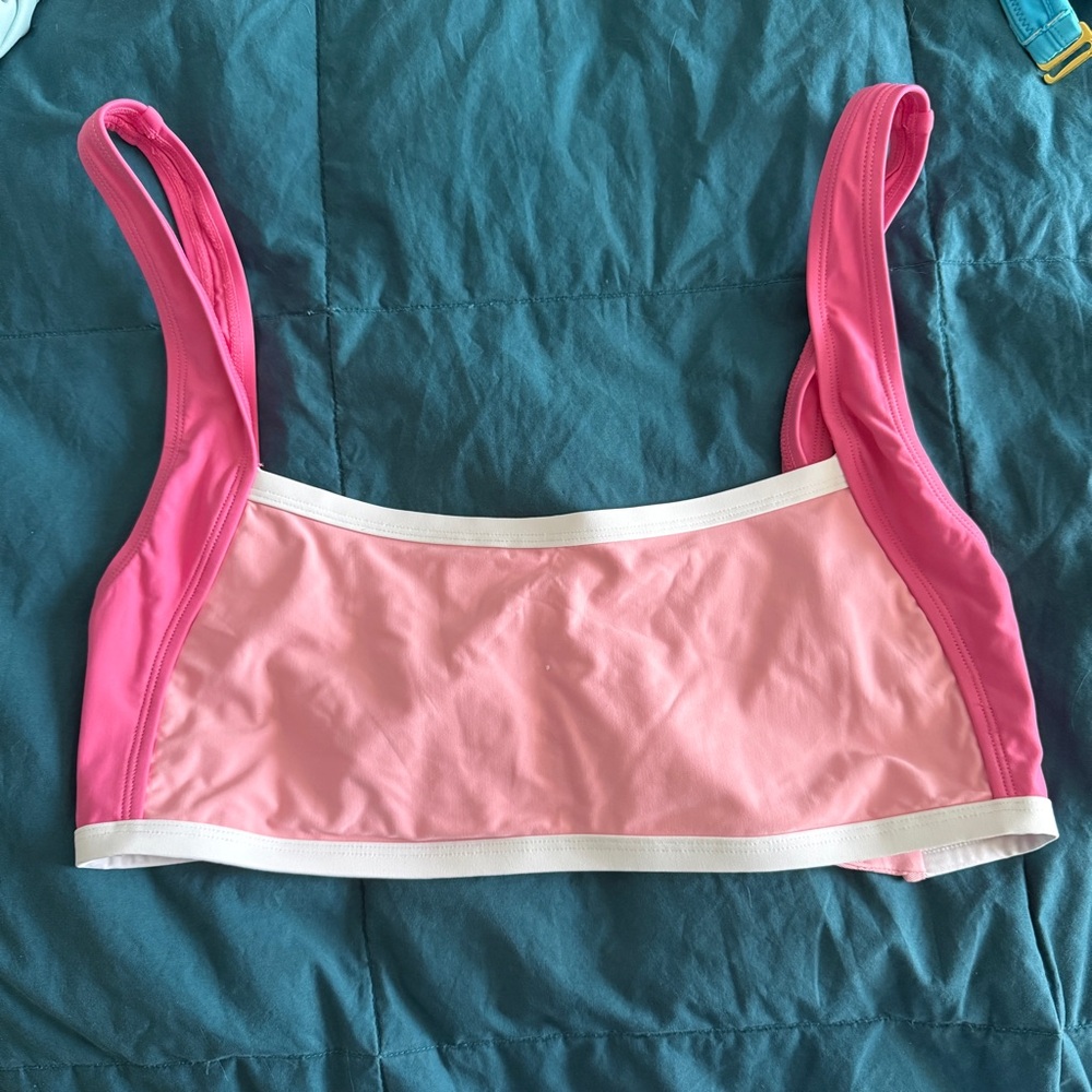 NEW 93 Play Street Colby Contour Tie Back Bikini Top in Rose Pink